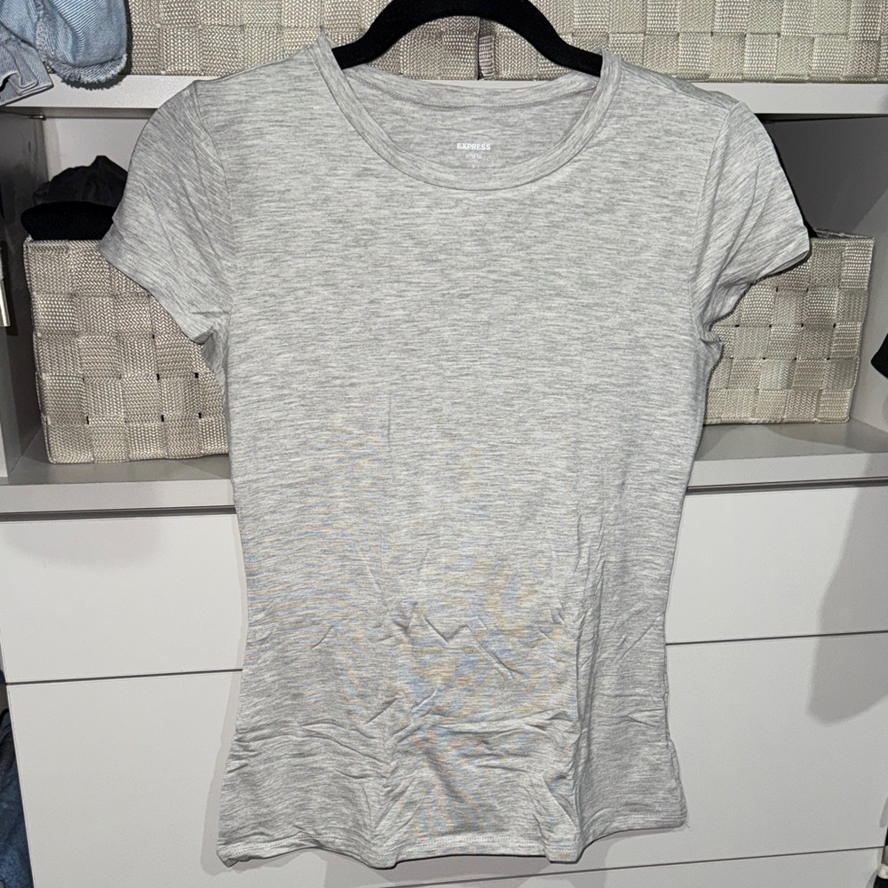 Express Light Gray Short Sleeve Tee